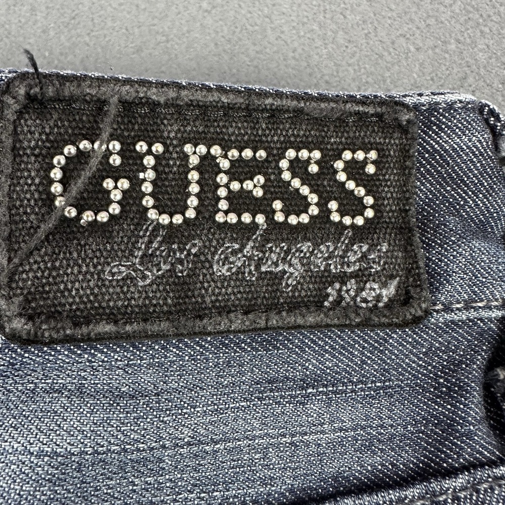 Guess Premium Light Wash Denim Jeans Size 28 Ripped Distressed Flare Low Rise - Picture 3 of 14